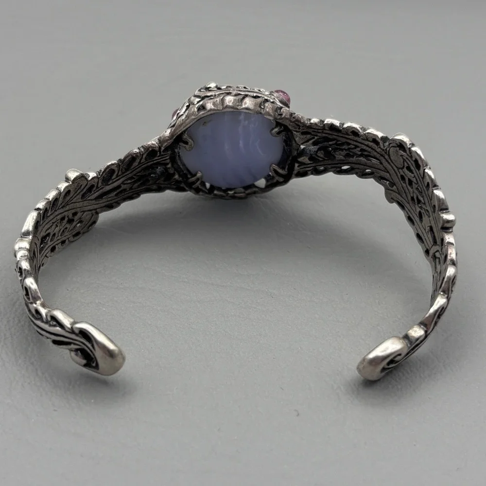 Vintage Carolyn Pollack Relios Bracelet Sterling Blue Lace Agate Amethyst